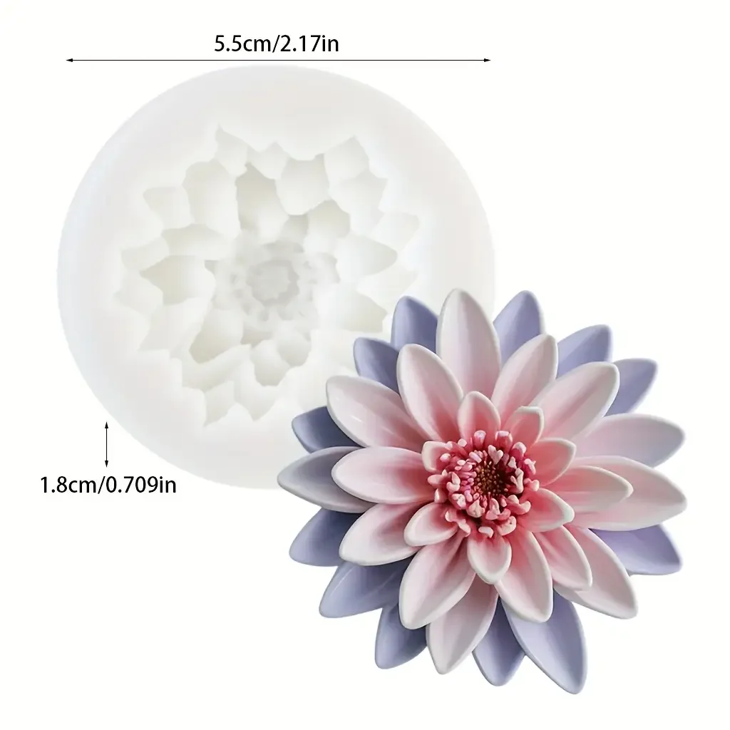 1 Lotus Mold - with Pink Petals, Lavender Layer - Non-Stick, Easy to Release - for Candle Making, Soap, Resin, Plaster, Jewelry Casting - Elegant Floral Craft Mold for Home Decor, Weddings, Birthday Gifts - Durable and Reusable Silicone, for Candle Making, Soap Making, Delicate Petal Details, DIY Enthusiasts, Resin Crafts, Wedding Decoration
