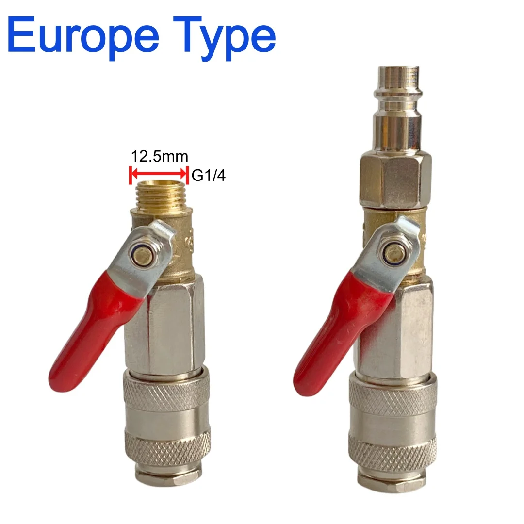 Pneumatic Switch Valve Europe Type Air Compressor & Gun Switch On/Off Quick Connect Fitting Coupler Valve