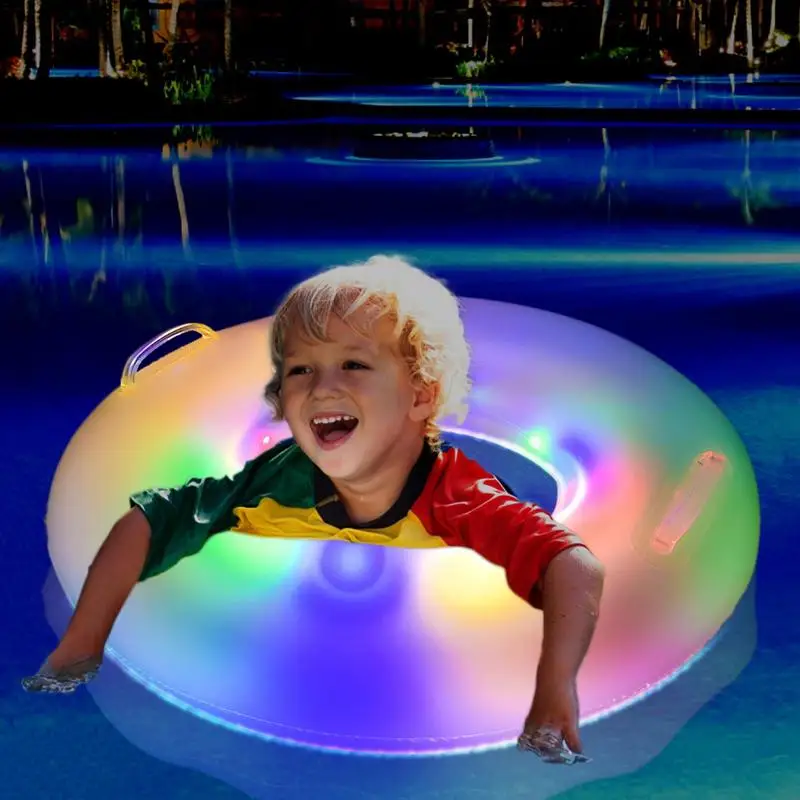 Kids Pool Floats, Water Amusement, Swimming Pool For Children, LED Inflatable Floating Ring, PVC Swim Ring, 26cm Inner Diameter