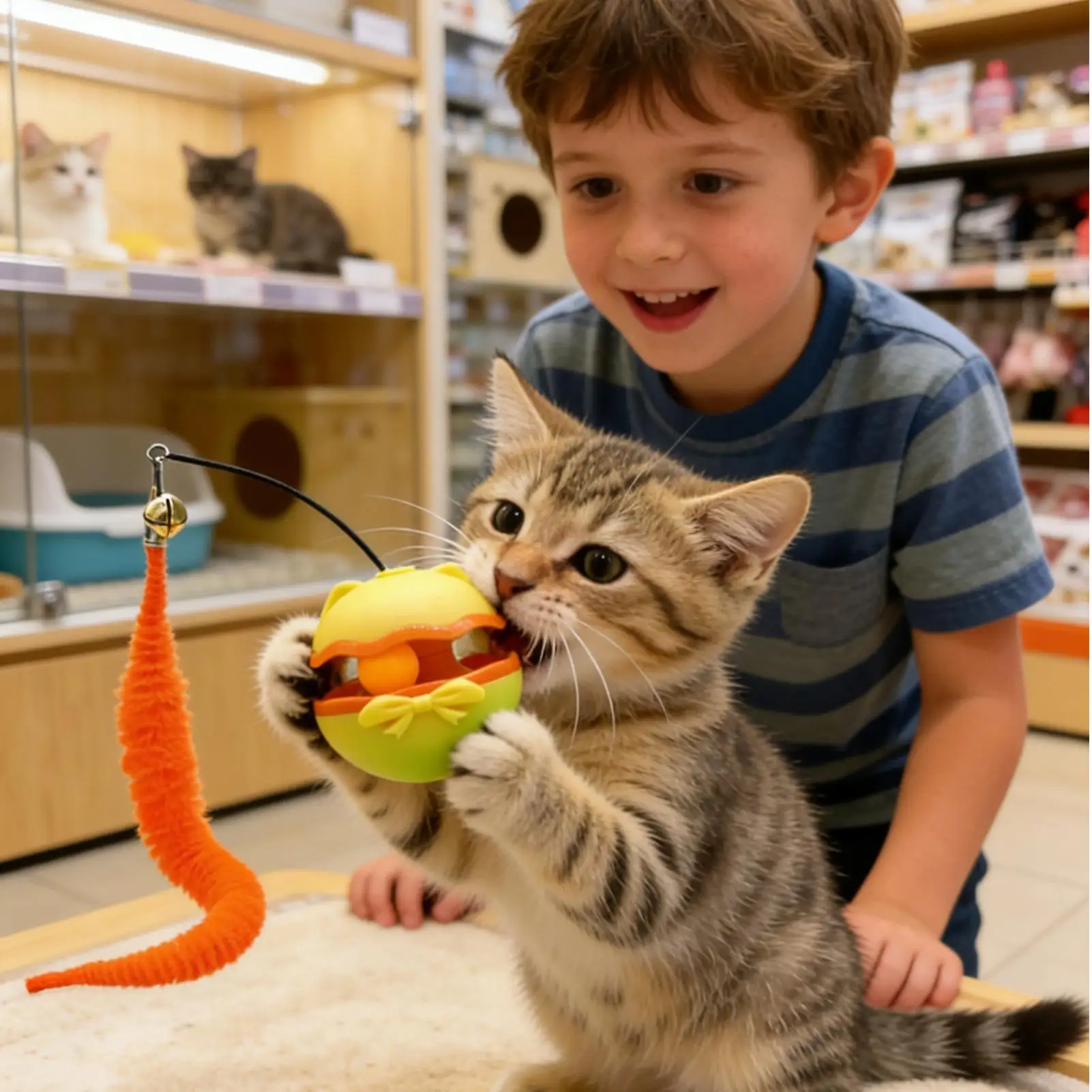 Automated Cat Toy Smart Battery Operated Pet Teaser with Bell Interactive Kitten Enrichment Exercise Toys for Home Cattery