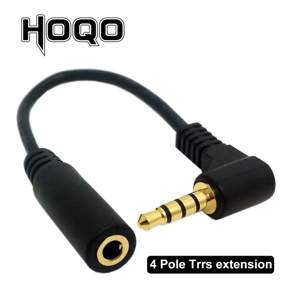 10cm 3.5mm 4 polak 90 stopni Jack TRRS przedłużacz kątowy 3.5mm 4pin męski na żeński extender Stereo Aux Audio