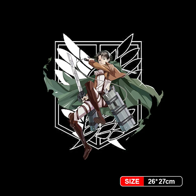 Attack on Titan Levi Ackerman Stickers Hot Anime grandi patch t-shirt abiti maglione termico Tranfer Sticker per la decorazione del panno