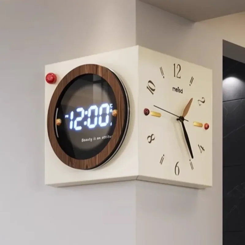 Corner Wall Clock Double Sided Wall Watch Modern Luxury Aesthetic Large Led Clocks Silent Elegant Decorative Living Room Watches