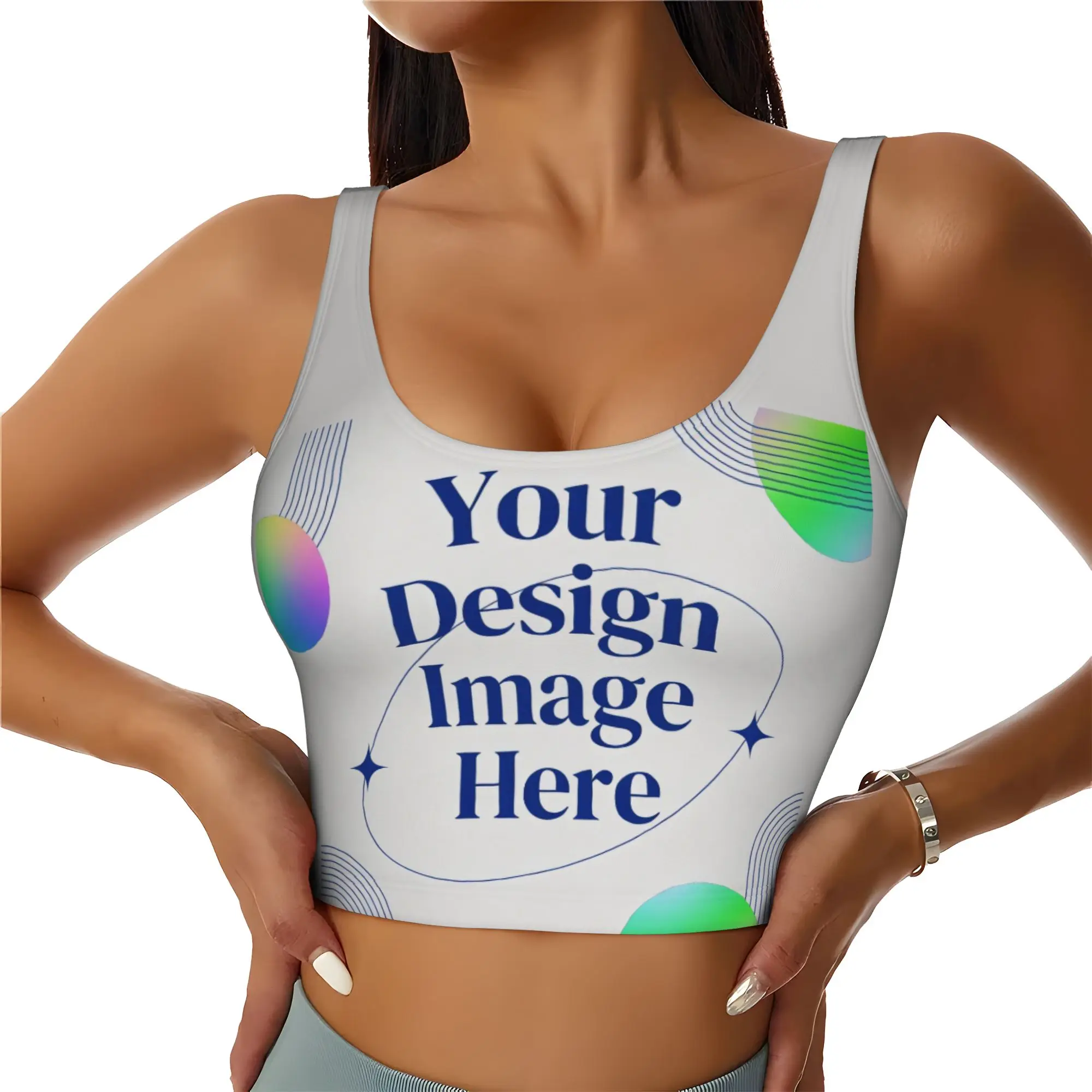 Custom Custom Your Photo Logo Text High Impact Sports Bras Women's Personalized Image Seamless Workout Yoga Crop Tank Tops