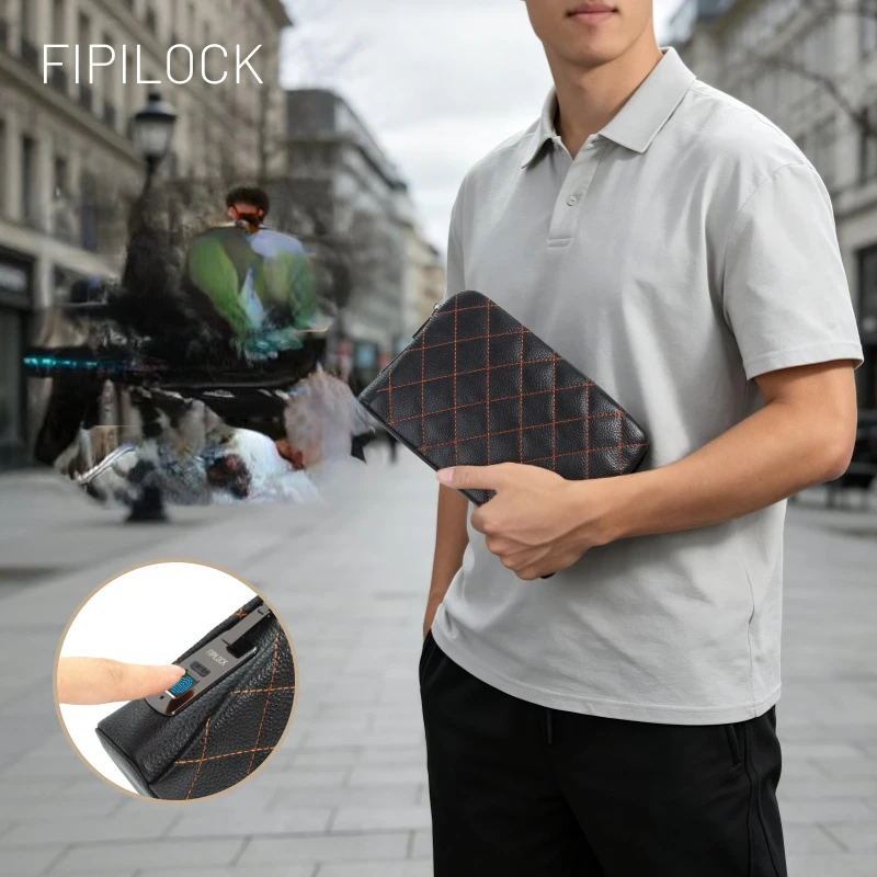 New Luxury Genuine Leather Business Clutch Bag Large Capacity Casual Men's Handbag Password Lock Long Wallet Purse