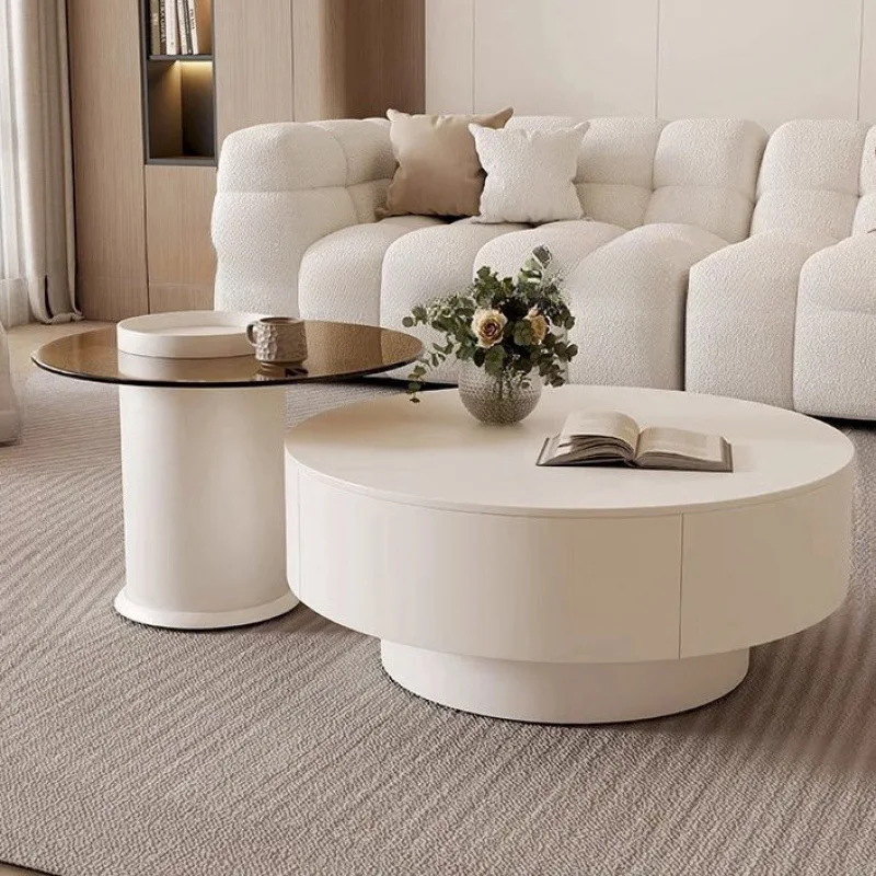 

Customizable Cream Style Minimalist Round Slate Coffee Table