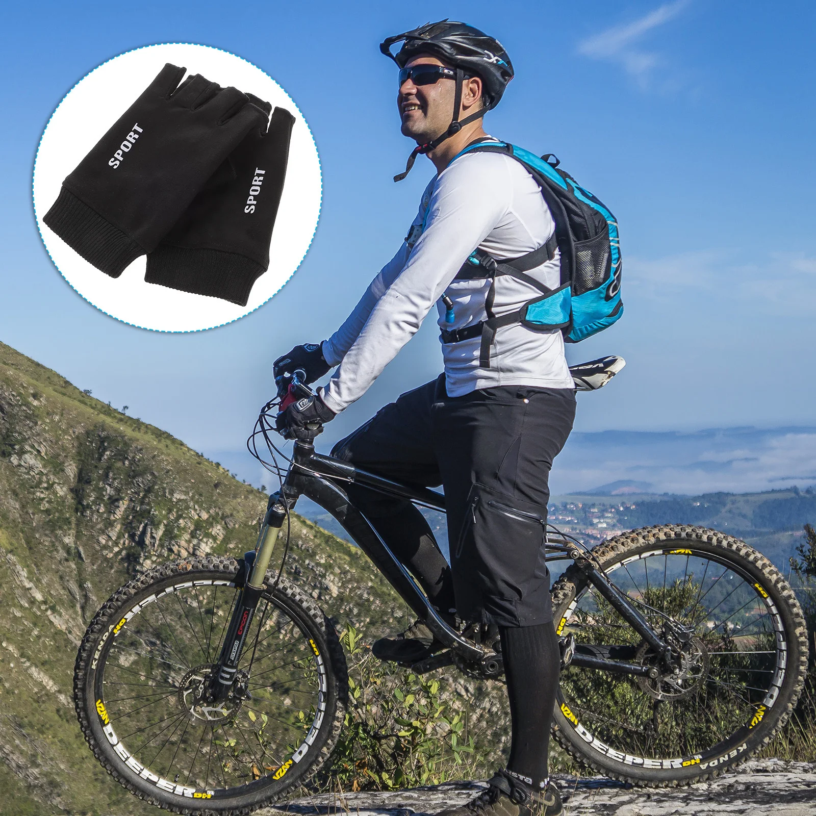 

Black Men Half Finger Gloves Winter Riding Training Durable Cuff Exquisite Lines Comfortable Men Gloves