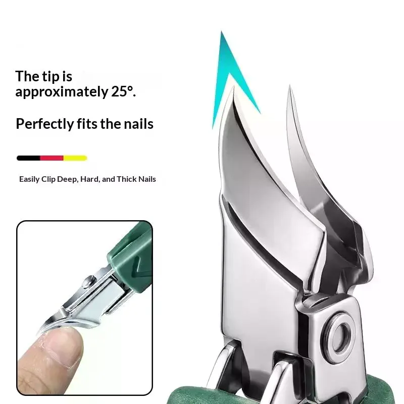 Ultra-Sharp Pointed-Nose Angled-Mouth Nail Clippers Splash-Proof Fine Cutters For Nail Grooves High-End