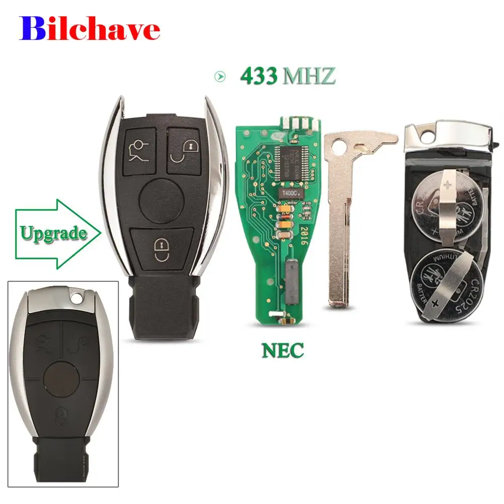 jingyuqin 3 Buttons 433Mhz Remote Car Key Fob For Mercedes Benz CLS W204 W202 W212 W211 W203 W205 Uncut Blade Replacement