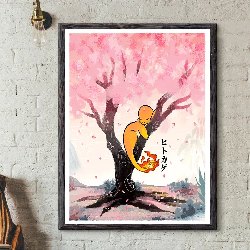 Pokemon Peripherals Posters Pikachu Bulbasaur Squirtle Charmander Canvas Painting Anime Wall Art Prints Living Room Decor