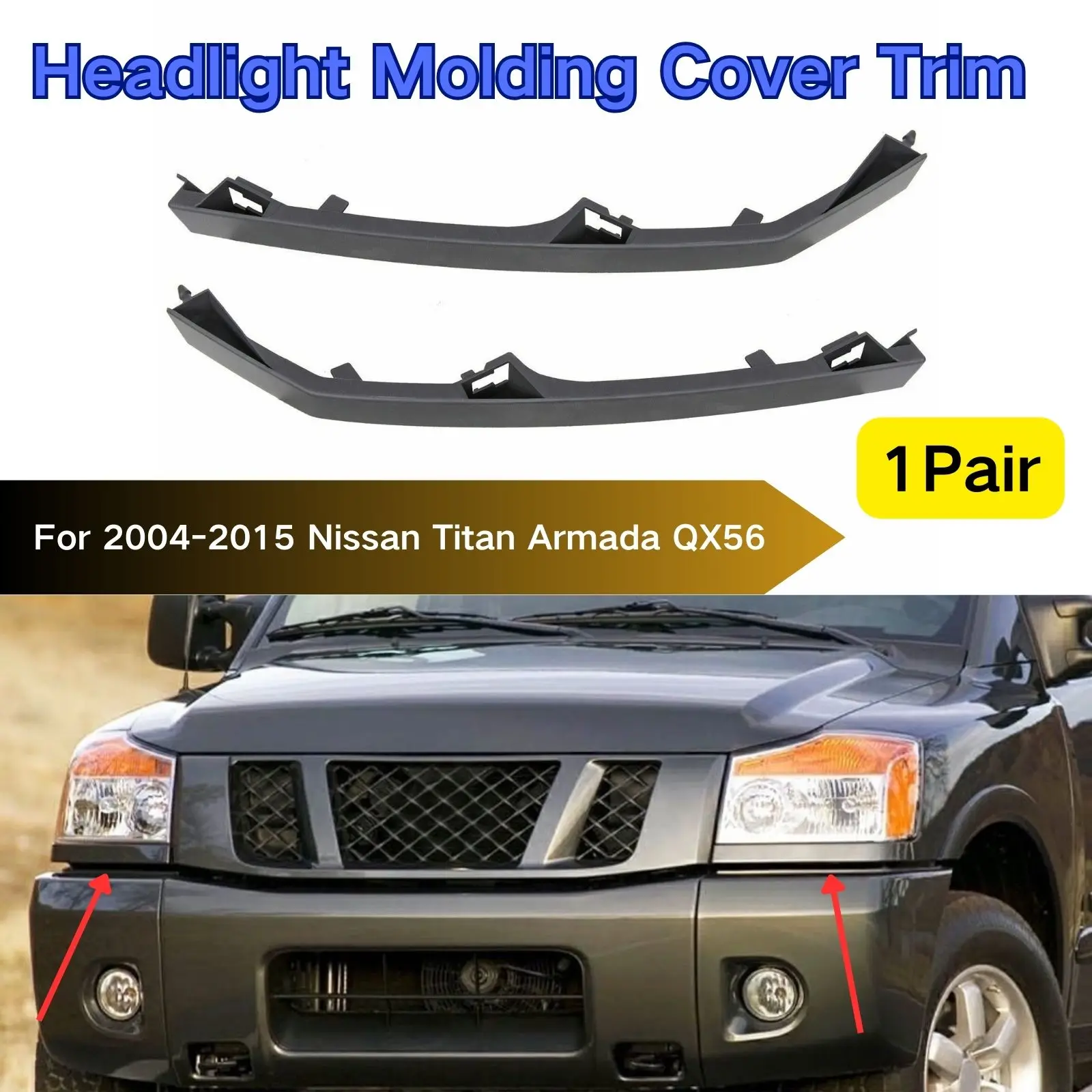 

Накладки для передних фар 2004-2015 Nissan Titan Armada QX56, комплект нижних наполнителей, Аксессуары для автомобилей, декоративный диффузор