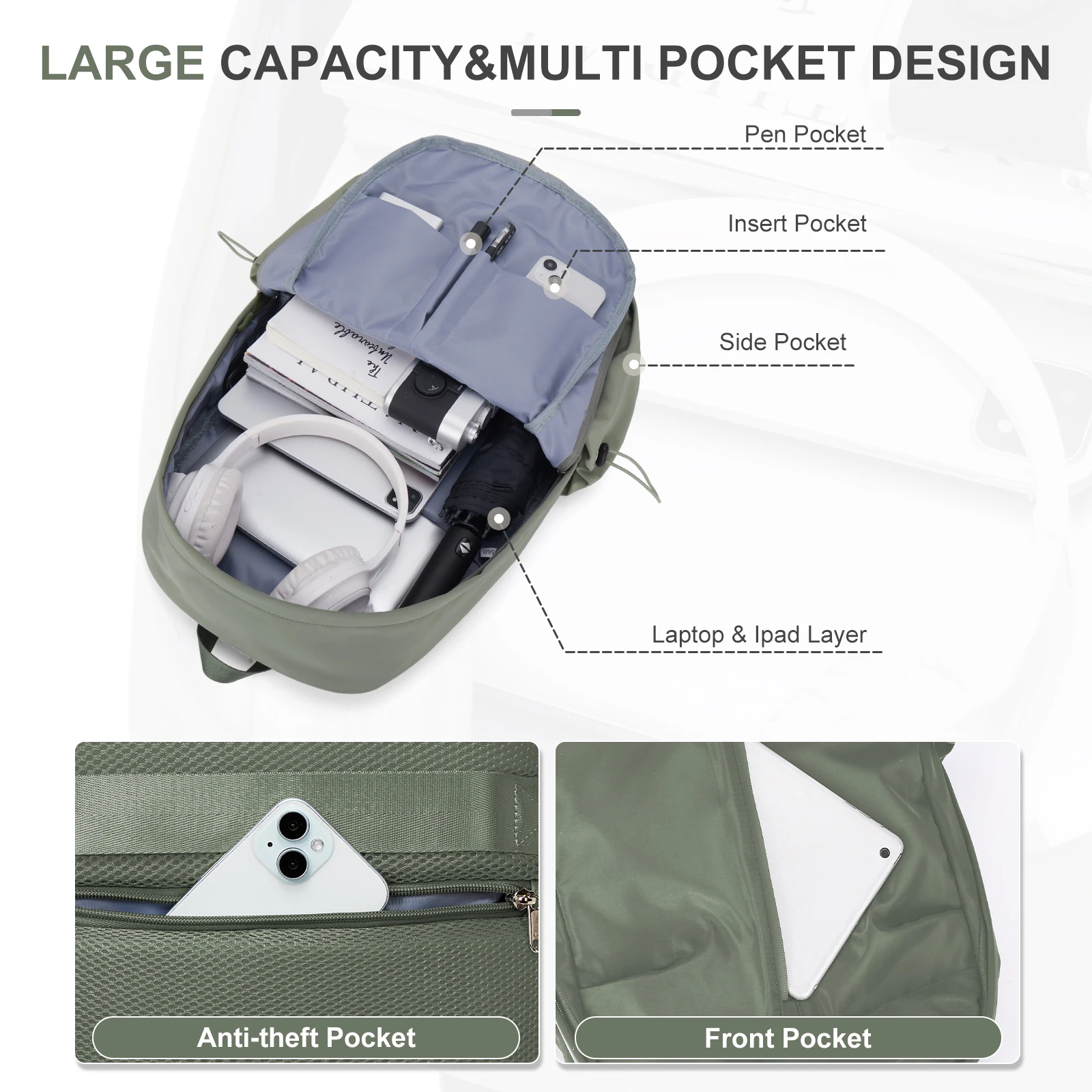 Backpack for Men and Women Large Capacity Travel Backpack Multifunctional USB Charging Laptop Backpack Casual Student Schoolbag