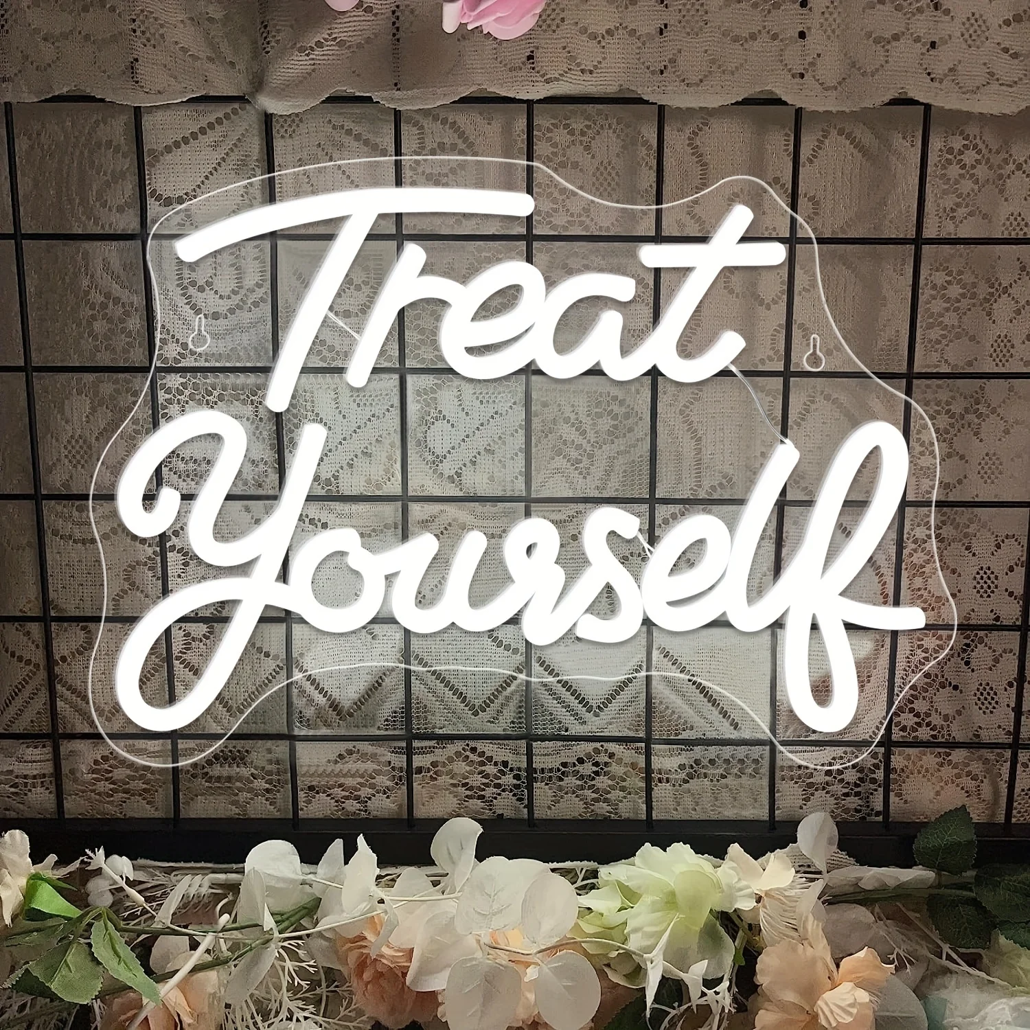 Treat Yourself Neon Sign Lights LED Neon Lights For Wedding Decoration Birthday Party Girls Bedroom Wall Decor Halloween Gifts