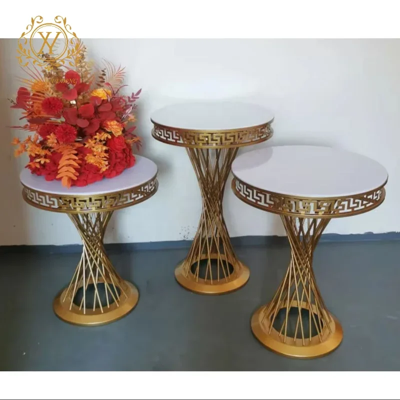 Golden Dessert Table Candy Display Plate 3 Piece Cake Stand Set Party Supplies Other Wedding Decorations Round Metal Cake Stand