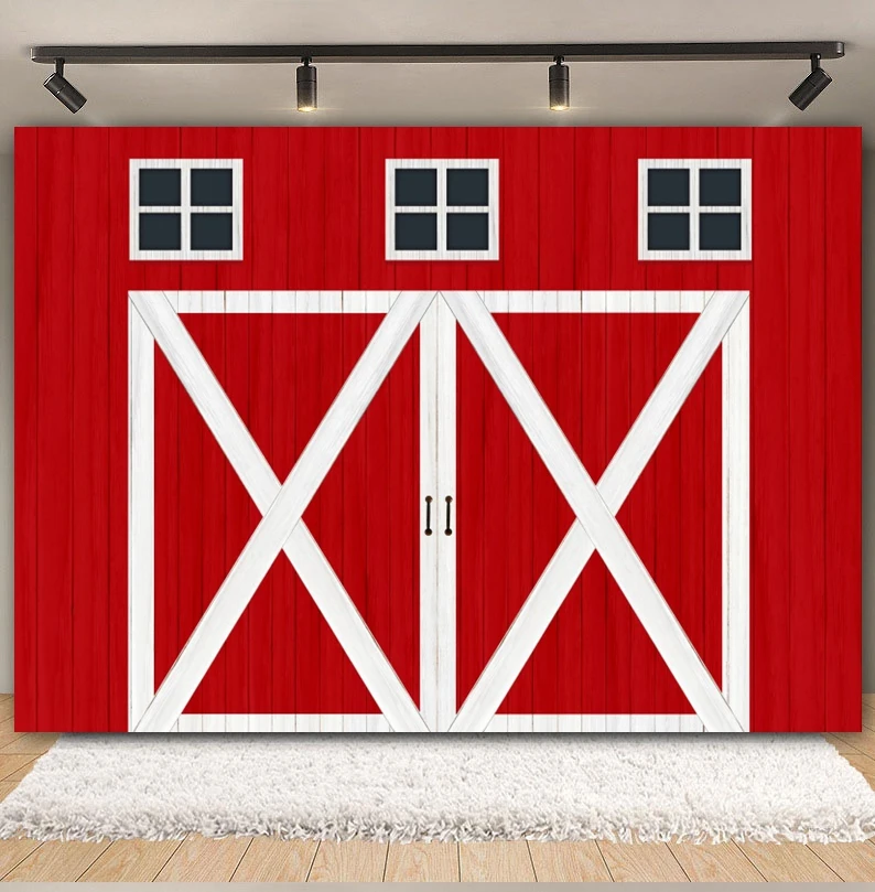 Western Barn Wood Door Backdrop Vintage Pink Red Wooden Farmhouse Baby Shower Birthday Party Photography Background Photo Studio