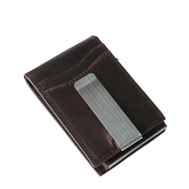 New Men's Genuine Leather Wallet Short Retro Men's Coin Purse Automatic Pop-up Card Wallet