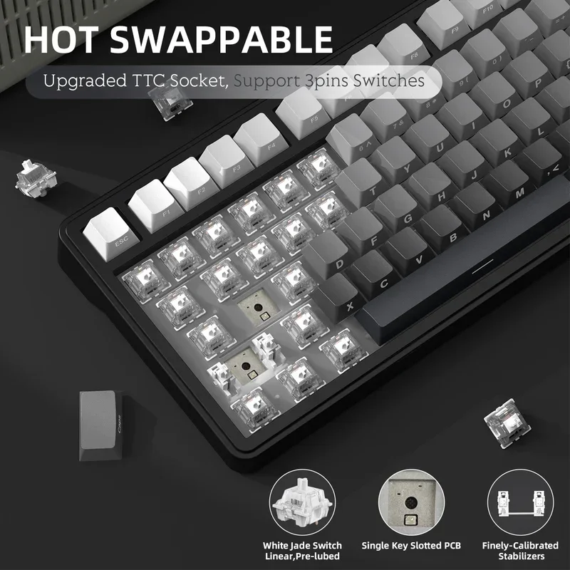 

Attack Shark X85 RGB third mock examination Connection Wireless Mechanical Keyboard Metal Knob Full Key Hot Plug PBT Keycap