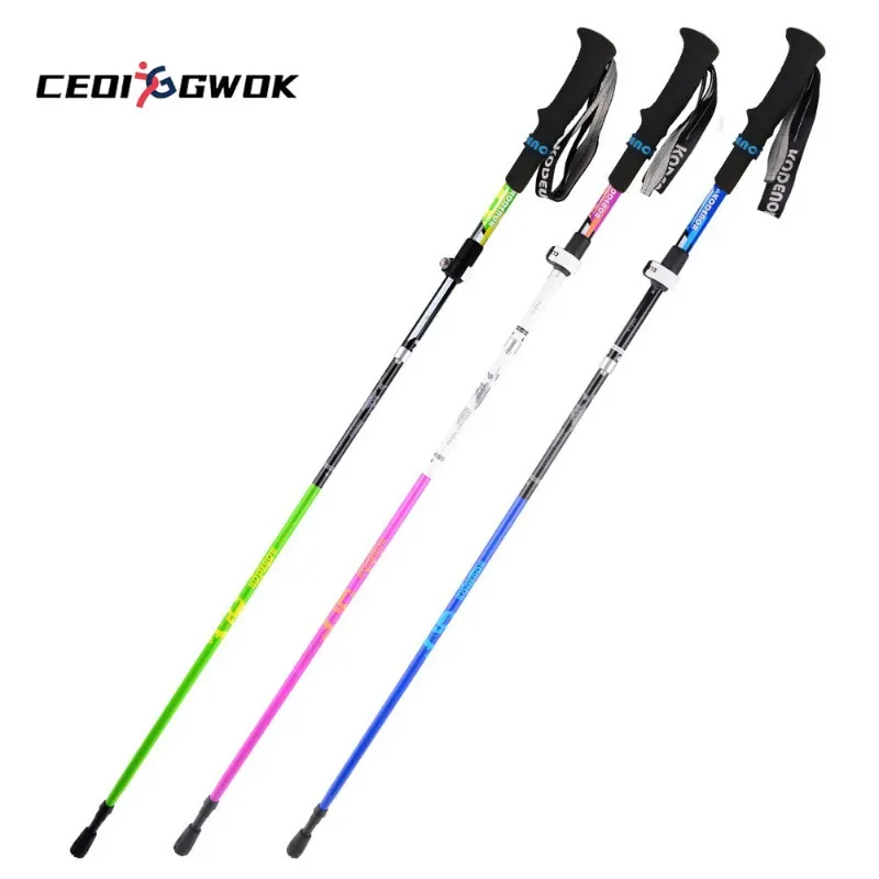 

CEOI GWOK Ultra-light Portable Trekking Poles 5Section Mountaineering Adjustable Lightweight Folding Carbon Fiber Walking Stick