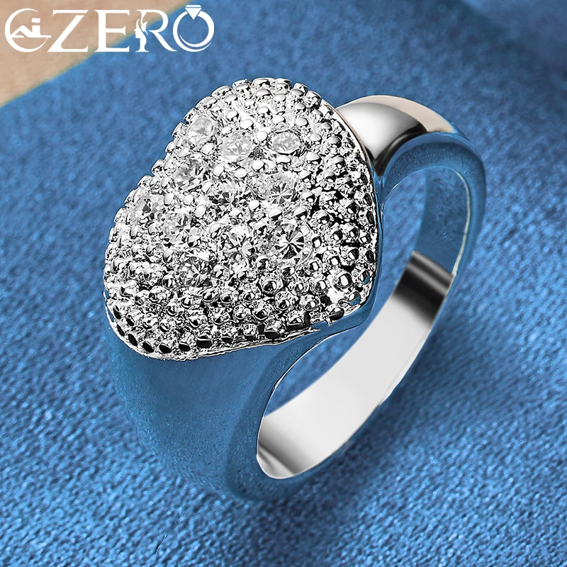 ALIZERO 925 Sterling Silver AAA Zircon Heart Pendant Necklace Bracelet Ring Set for Woman Wedding Engagement Party Jewelry Gifts