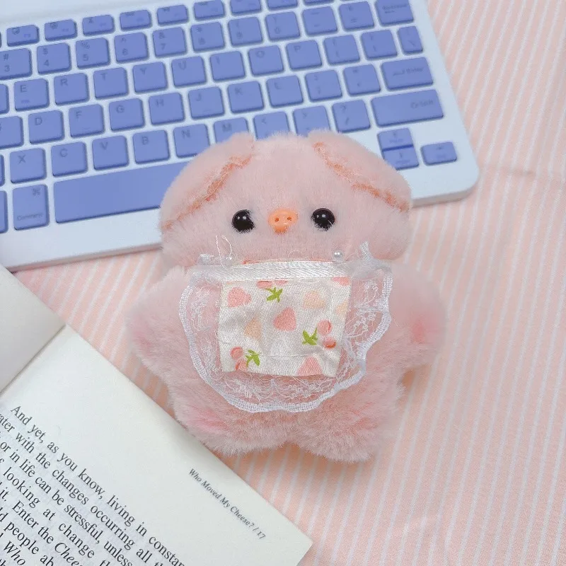 Squeaky Cute Pig Keychain Plush Toy Soft Pink Piggy Stuffed Animal 10.5x10.5cm PP Cotton