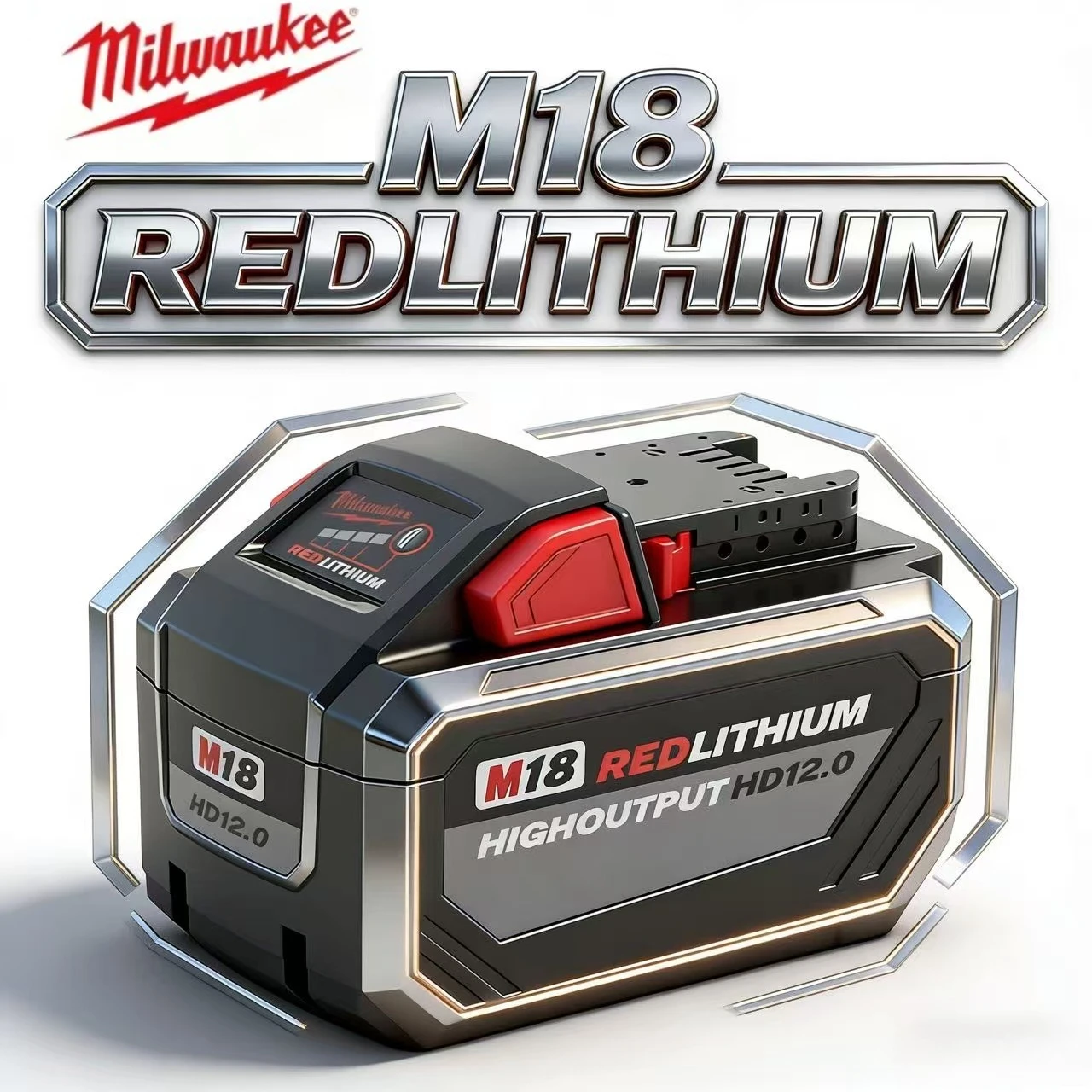 

Milwaukee M18 18V 12Ah High Output Battery For M18 Series Cordless Tools Rechargeable Li-Ion Battery With Overcharge Protection