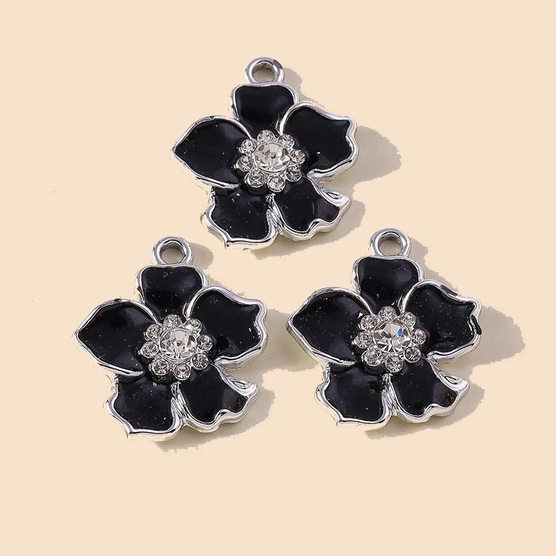 Leslie 10 Stück 25 x 27 mm hübsche bunte Blumen-Charms für baumelnde Ohrringe, Armbänder, Halsketten, Anhänger, DIY handgefertigte Schmuckherstellung – Detail 12
