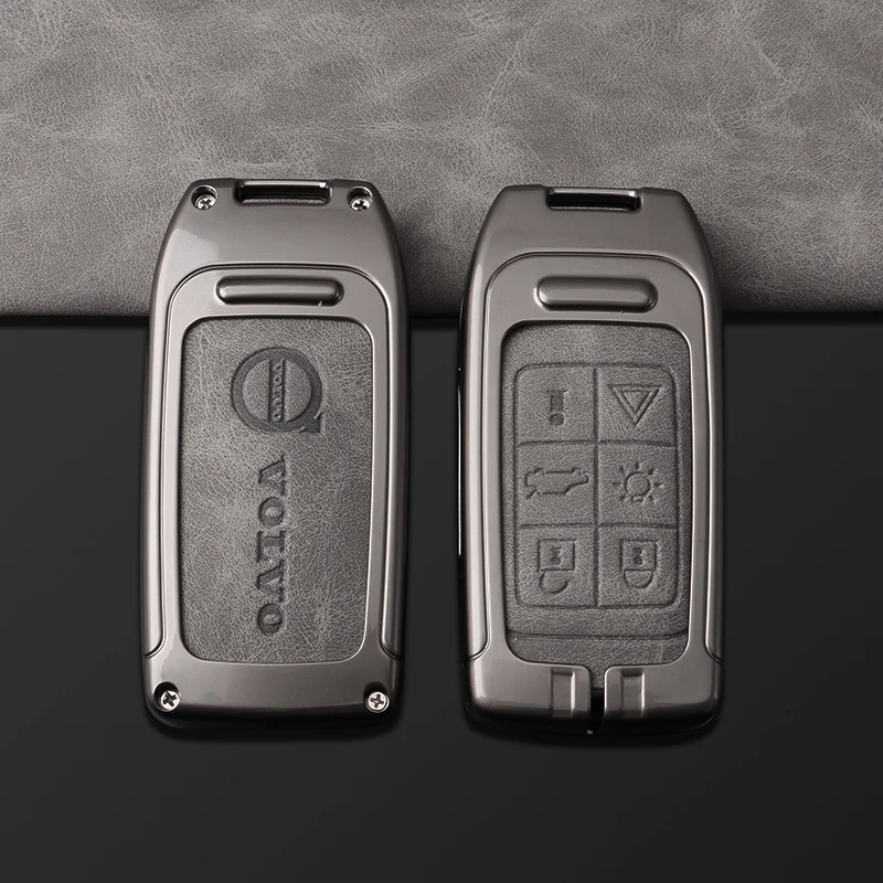 Zine Alloy Leather Car Key Case Cover Shell Holder For Volvo S60 S80 V60 XC60 XC70 S60L S80L V40 XC90 Full Protector Accessories