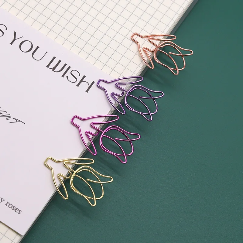 20/50PCS Tulpe Büroklammern Kawaii Notebook Planer Lesezeichen Koreanische Schreibwaren Ticket Foto Clip Büro Liefert Lesezeichen Ordner