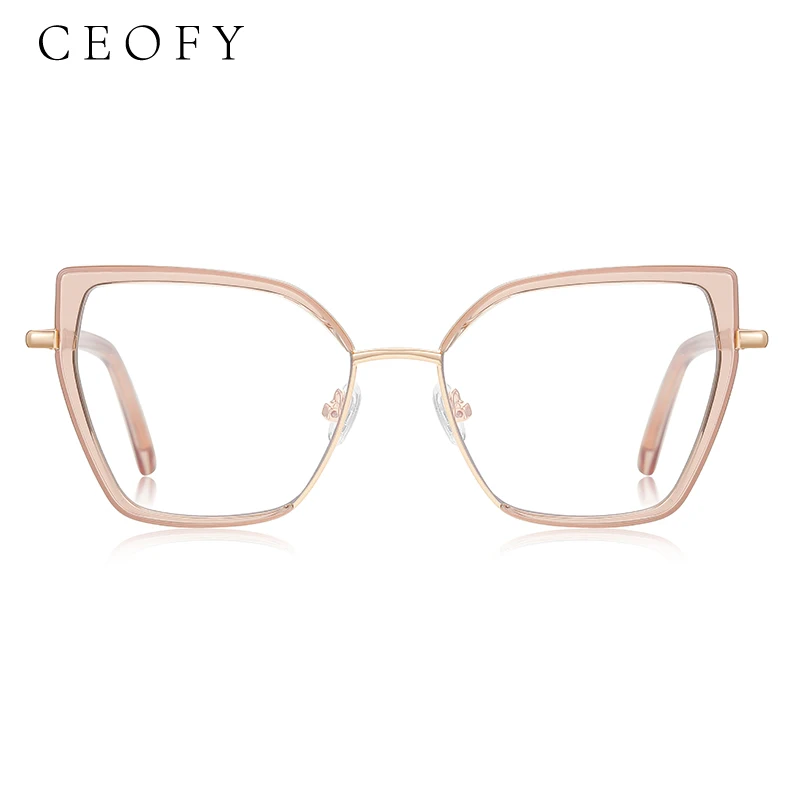 

Ceofy Metal Women Glasses Frame Cat Eye Fashion Brand Design Women Reading Computer Optical Eye Glasses Frame 2025 New Arrival