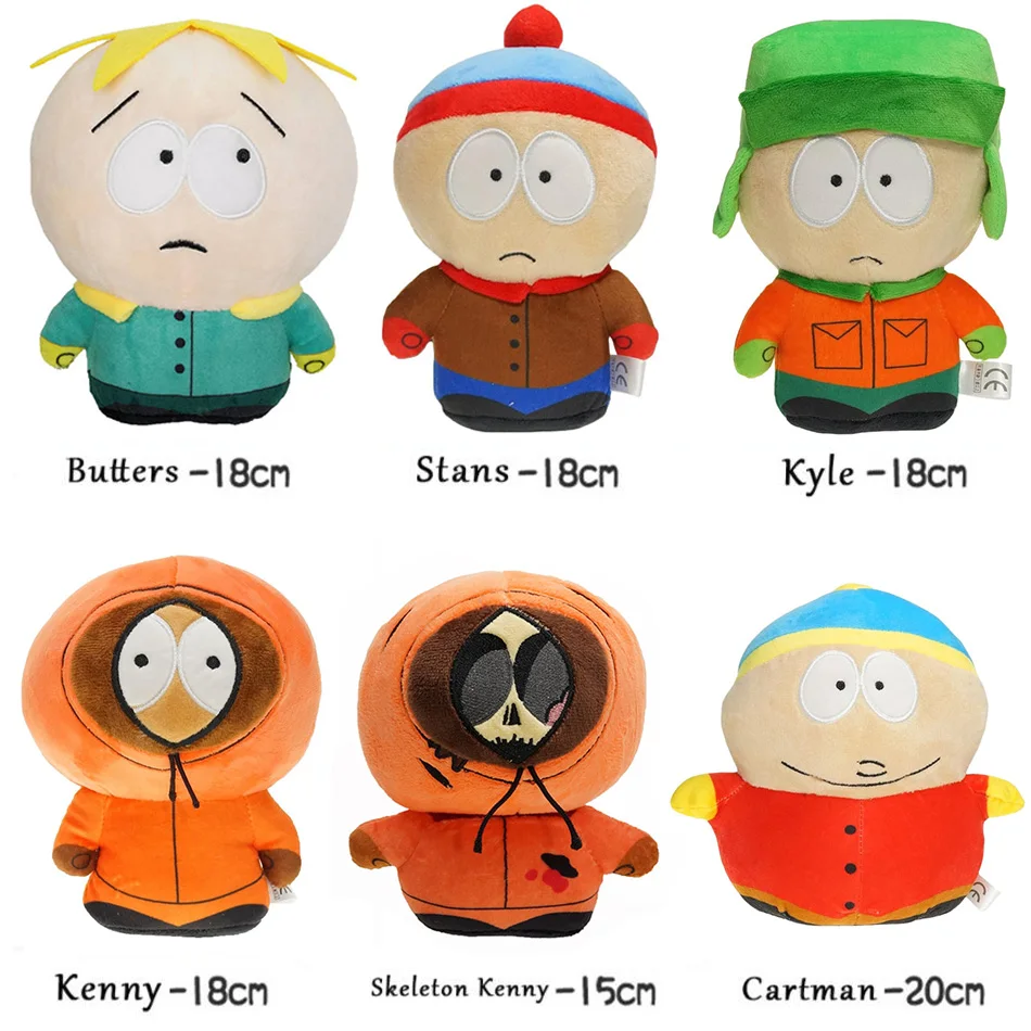 Juguetes de Peluche HOT20cm de South Park, Muñecos de Peluche de Stan, Kyle, Kenny y Cartman, Almohada de Peluche, Regalo de Cumpleaños para Niños