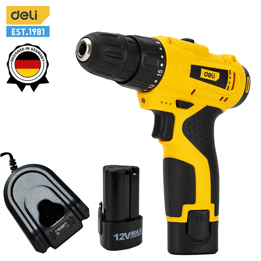 Deli 12V Electric Drill Driver 22N. m Impact Wireless Drill Bit Household Multifunctional Electric Screwdriver Tool