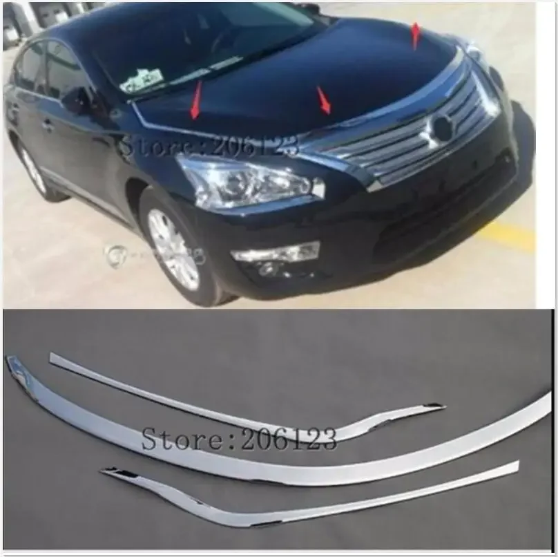 Front hood cover Stainless steel decorative light strip Racing grille up trim for Nissan Teana Altima 2013 2014 2015