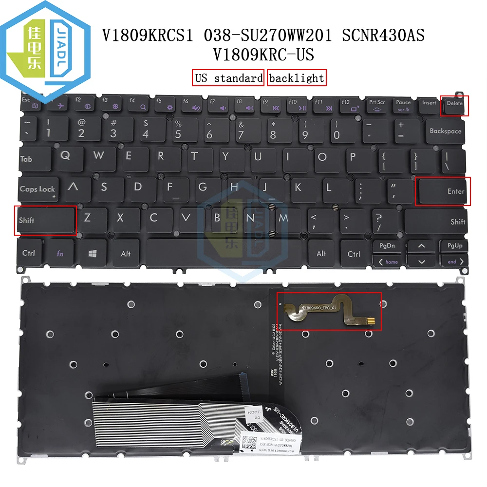 Imagem -03 - Teclado Retroiluminado para Laptop uk gb Eua Inglês D283uk-b00 Xk-dzh051 Nb0251 D332us-b13 B00 Xk-dzh080 Yms0090-m V1809krcs1 Scnr430as Inglês