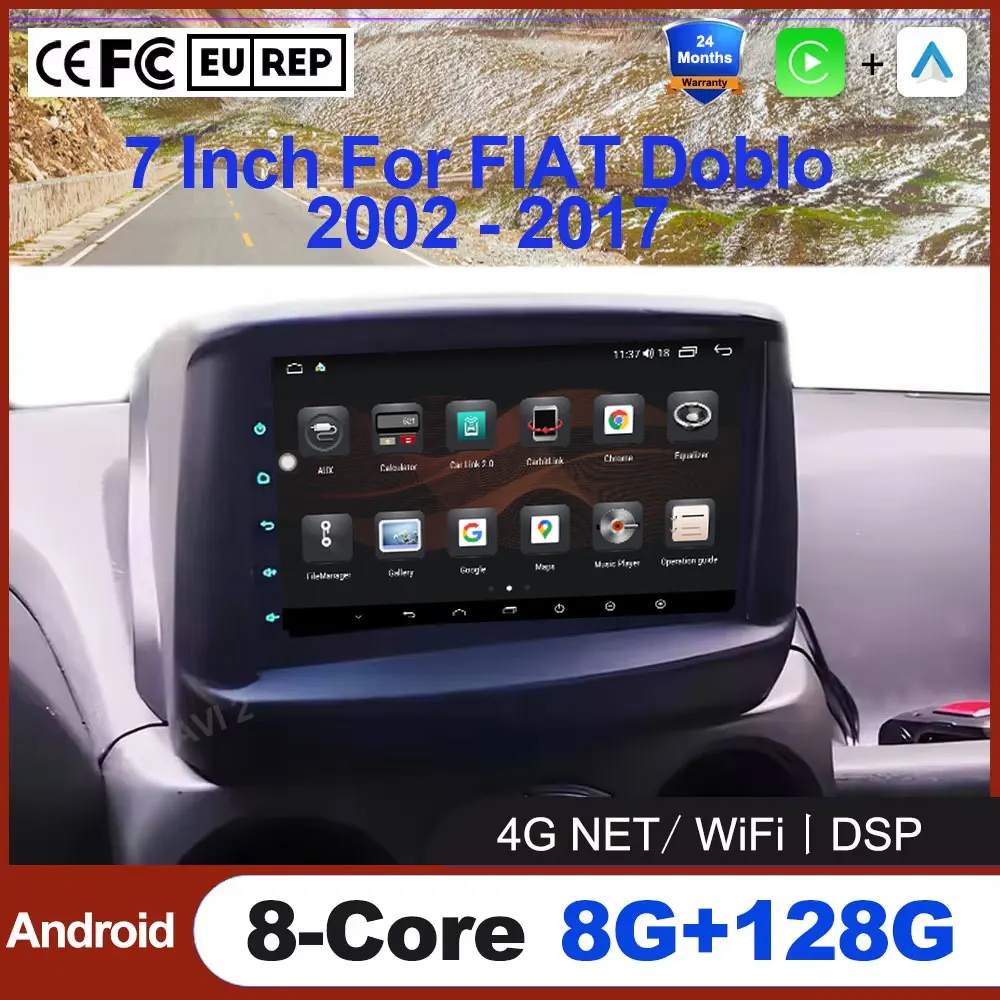

7 Inch For FIAT Doblo 2002 - 2017 Android Auto Car Radio Video Stereo GPS Navigation Multimedia Wireless Carplay
