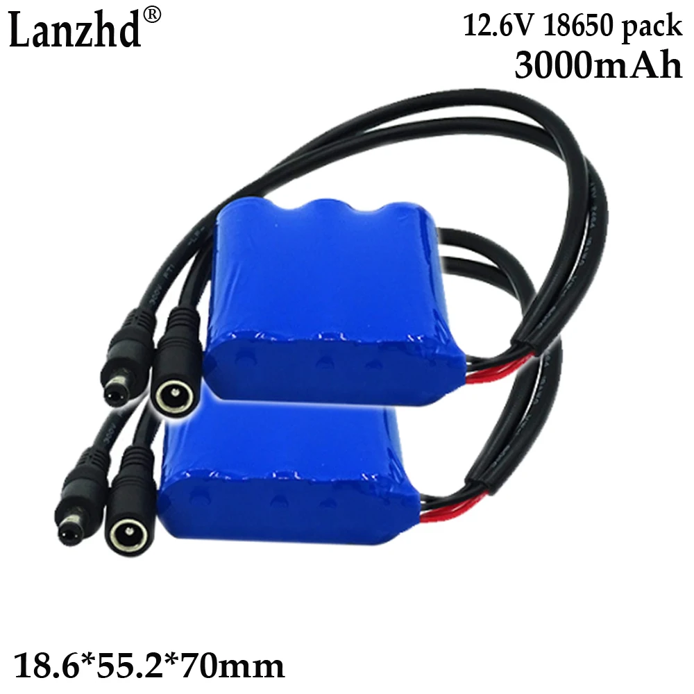 

1-10PCS 18650 3S1P 3000mAh 11.1V 12.6V battery pack For solar street lamp monitoring Bluetooth audio battery LED light batteries