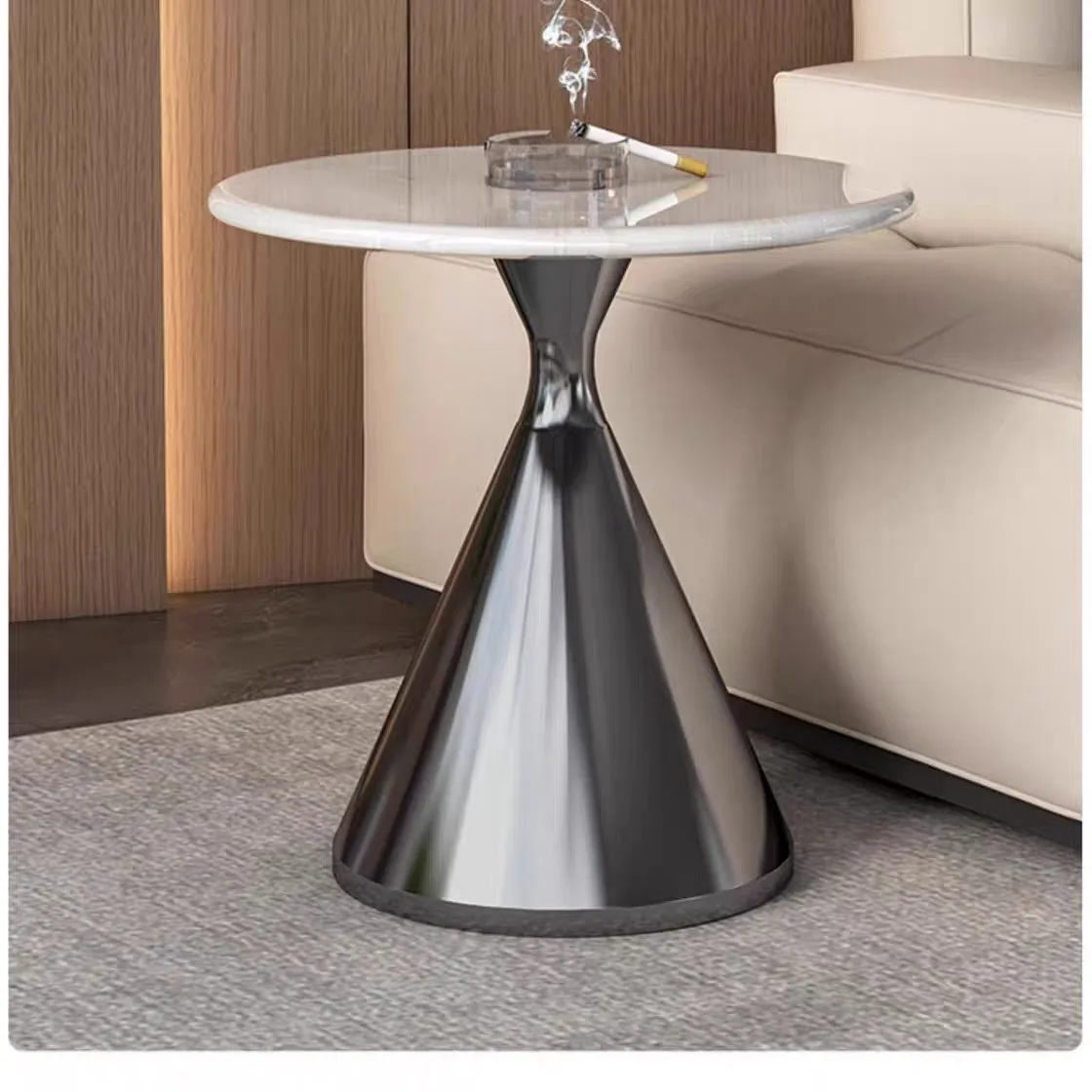 Coffee  bracket base, apartment type, bedside shelf, legs,  tripod, marble edge, microcrystalline stone, small corner.