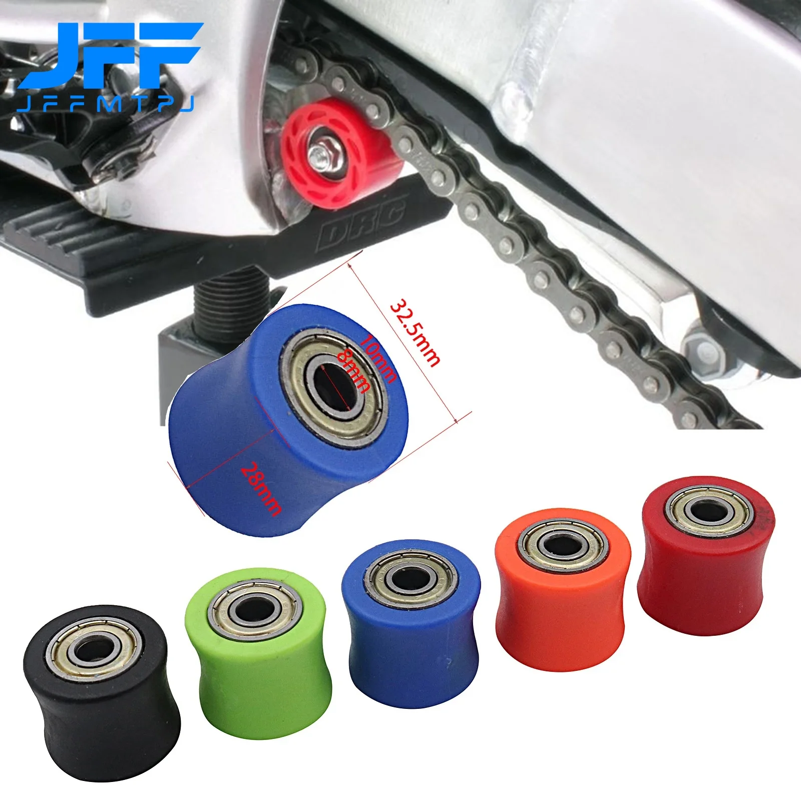 Guide de roue de tendeur de curseur de roue de poulie de rouleau de chaîne d'entraînement de 8mm 10mm pour la moto de vélo de rue de fosse de saleté CRF YZF KLX RMZ EXC
