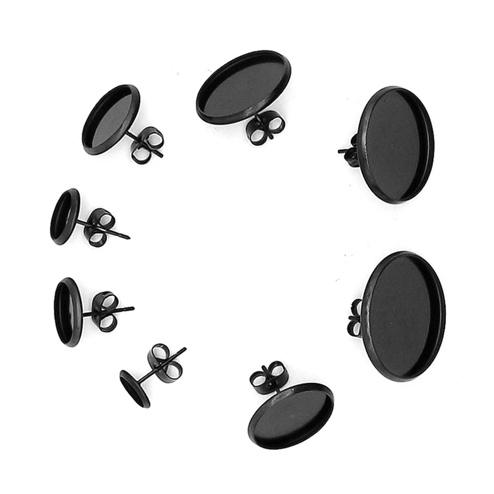 

10 PCS Earring Backs Hoop Earrings Stopper Making Supplies Kit Studs Black Jewelry Bottom Bracket
