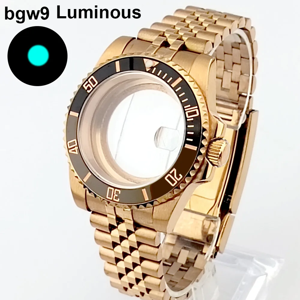 40.5 مللي متر حافظة ساعة ميكانيكية تناسب NH35 NH36 حركة الياقوت عدسة الفرعية وردة من الستانليس ستيل الذهب حافظة ساعة أجزاء اكسسوارات #2