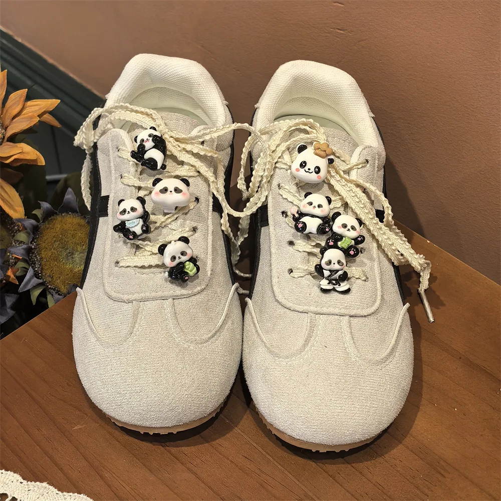 Cute 3D Cartoon Panda Shoelace Charms Detachable Shoe Clips Sneaker Decorations Trainer Shoe Ornaments DIY Shoe Accessories Gift