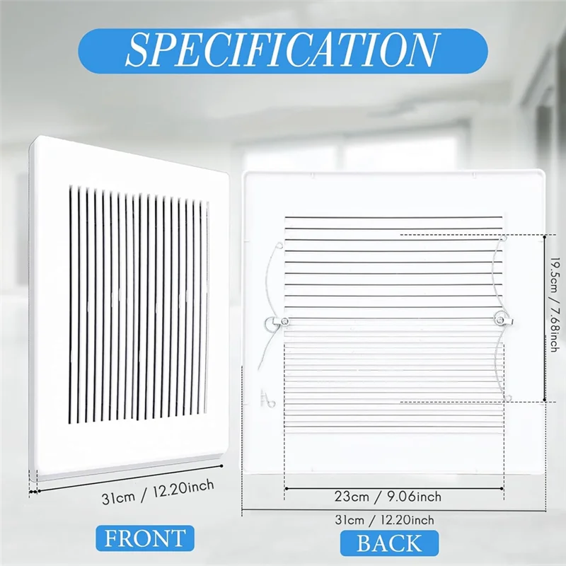 ABYN-Bathroom Fan Cover Square Ceiling Or Wall Mounted Exhaust Fan For Square Ceiling Or Wall-Mount Exhaust Fan