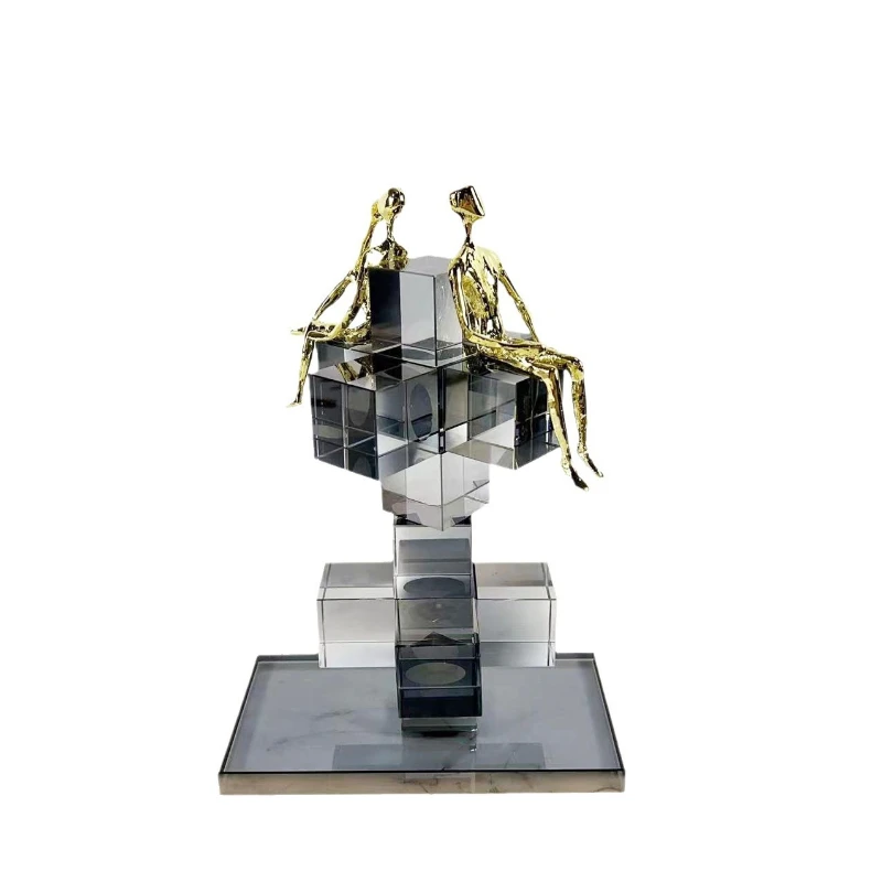 

Simple modern art soot crystal glass ladder parts sales office model room home desktop creative soft decoration