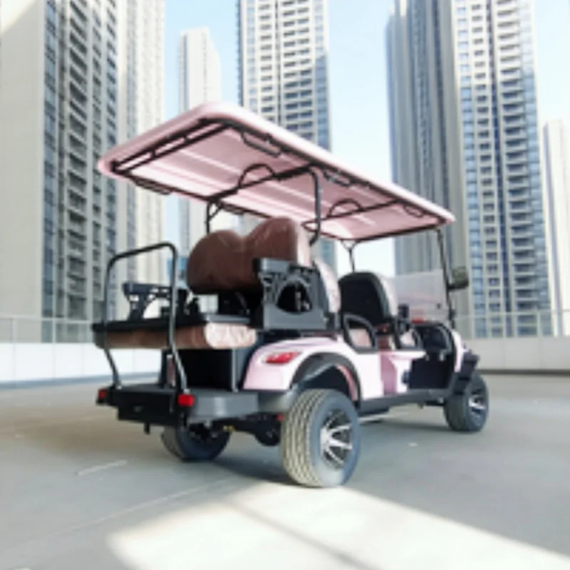

Электрический гольф-кар 72В, разрешенный для использования на дорогах общего пользования, внедорожный, с литиевой батареей, с коричневым мягким сиденьем, для перевозки туристов