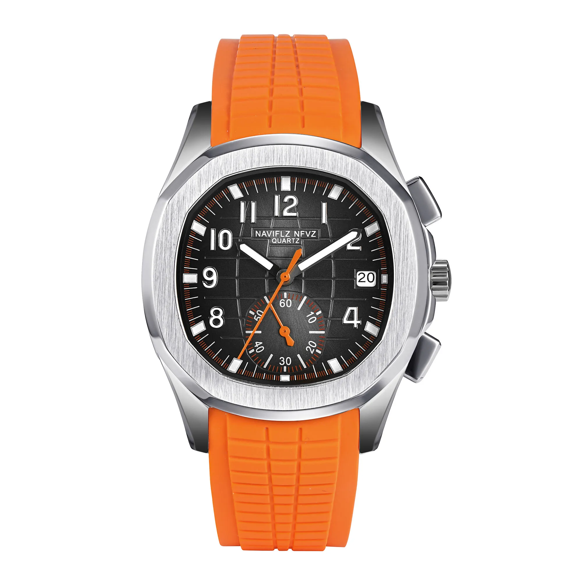 Top Brand NAVIFLZ NFVZ 2025 Direct Sales Men Chronograph Quartz Watch Sports Orange Silicone Rubber 40mm Man Waterproof Watch