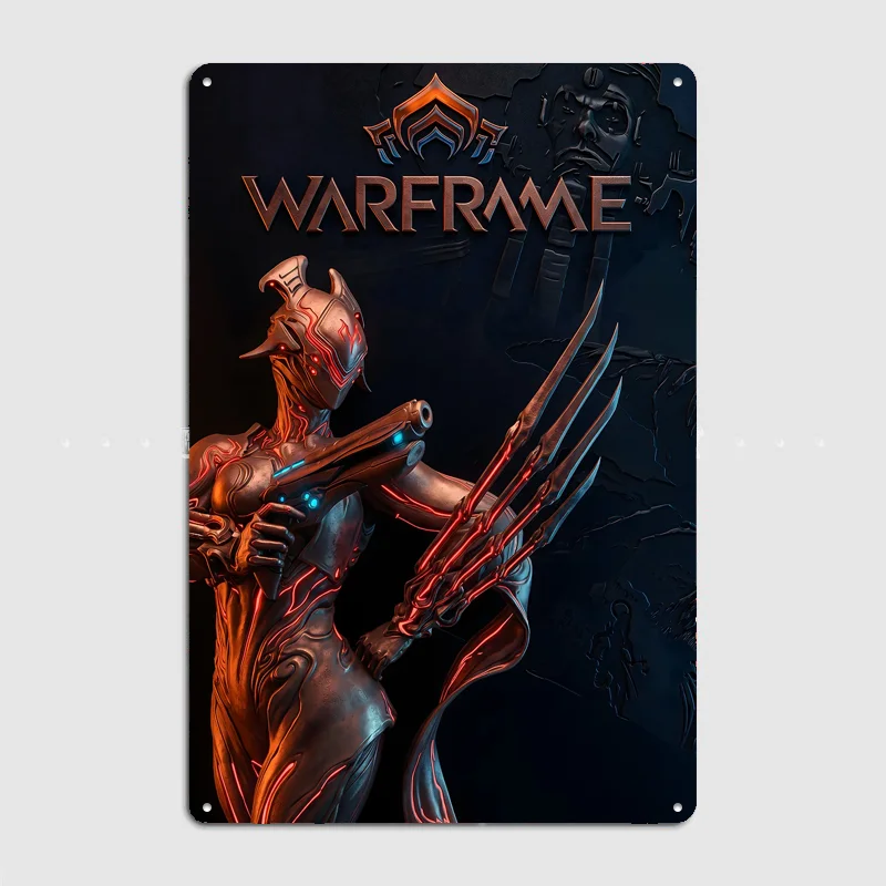 Warframe Nyx Statue Promotional Art Poster Metal Sign Pub Vintage Custom Bedroom Indoor Home Wall Decor Posters Room Decoration
