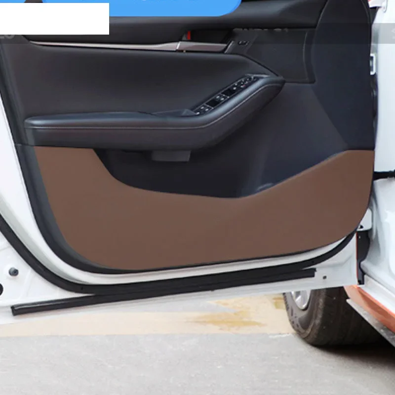 

Для Mazda 3 Axela 2019 2020 2021 2022 2023 2024 кожаная наклейка на дверь, противоударная крышка, защитный коврик на порог, аксессуары