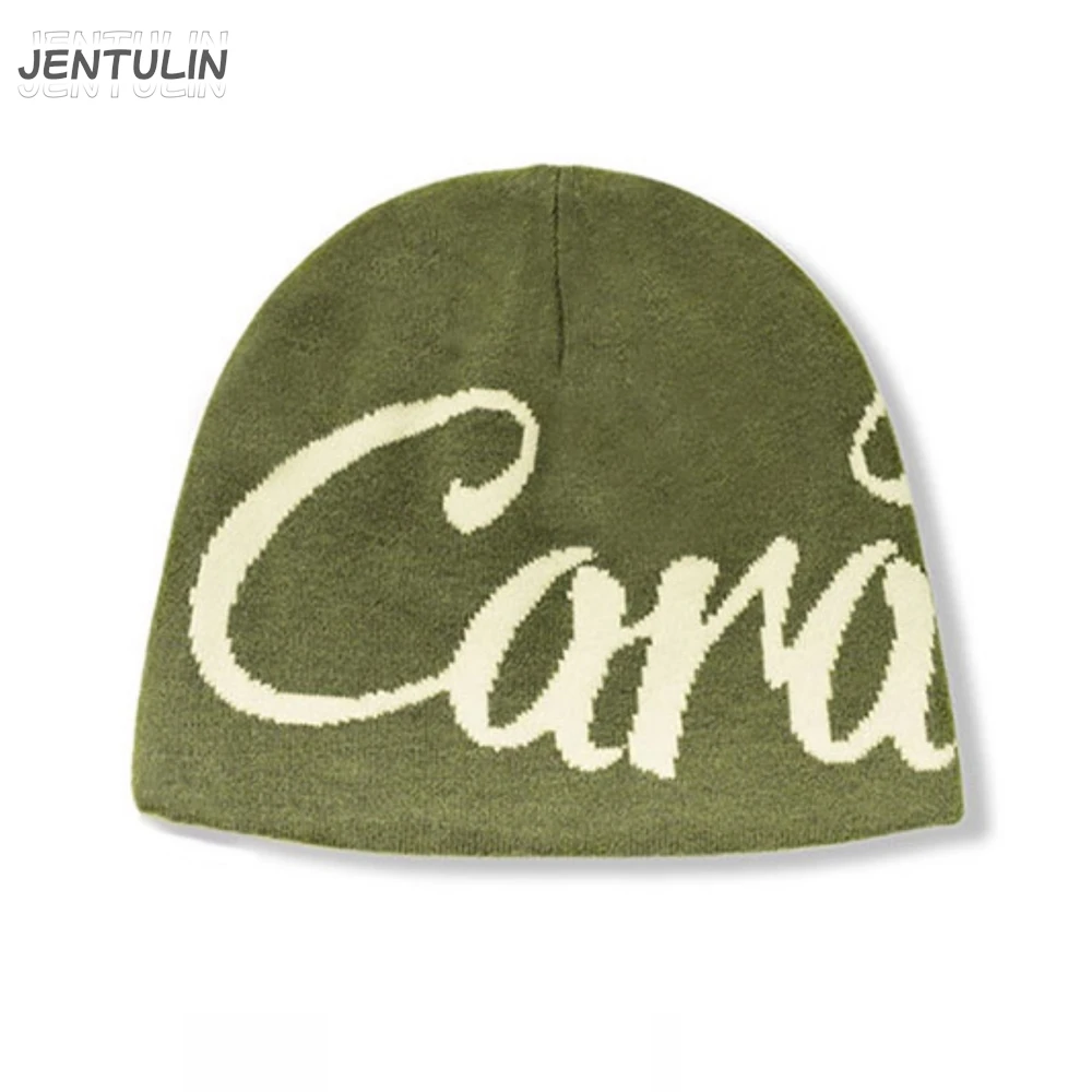 Men Beanie Kpop Letter Hat Y2k Black Knit Hip Hop Streetwear Wool Winter Korean Fashion Pullover Accessories Jacquard Women Cap