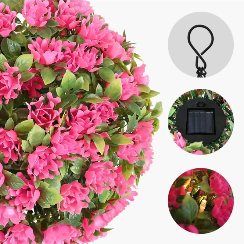 Artificial Grass Ball Milan Grass Ball High-quality Plastic Simulation Plant Landscape Decoration Fake Lawn Thickened LED String