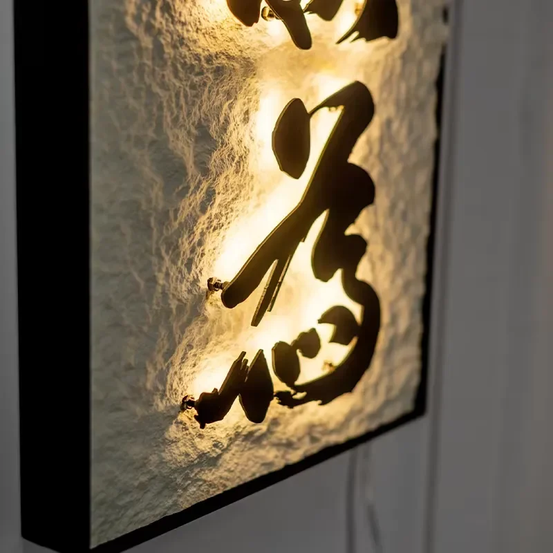 Coffee Shop Restaurant Stainless Steel Backlit Letter PU Light Ceramic Background Wall Advertising Decoration Customization