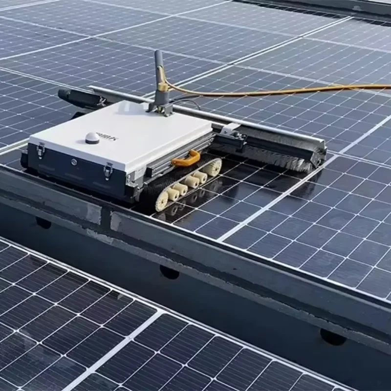 Solar Panel Cleaning Robot Photovoltaic Washing Automatic Pressure Washer Drone Cleaner 1.7m Cleaning Width 24V Lithium Battery
